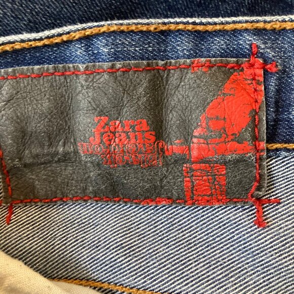 Womens Zara Jeans Flare Cut Low Waist Zip Fly 6/34 Blue Jeans - Picture 6 of 8